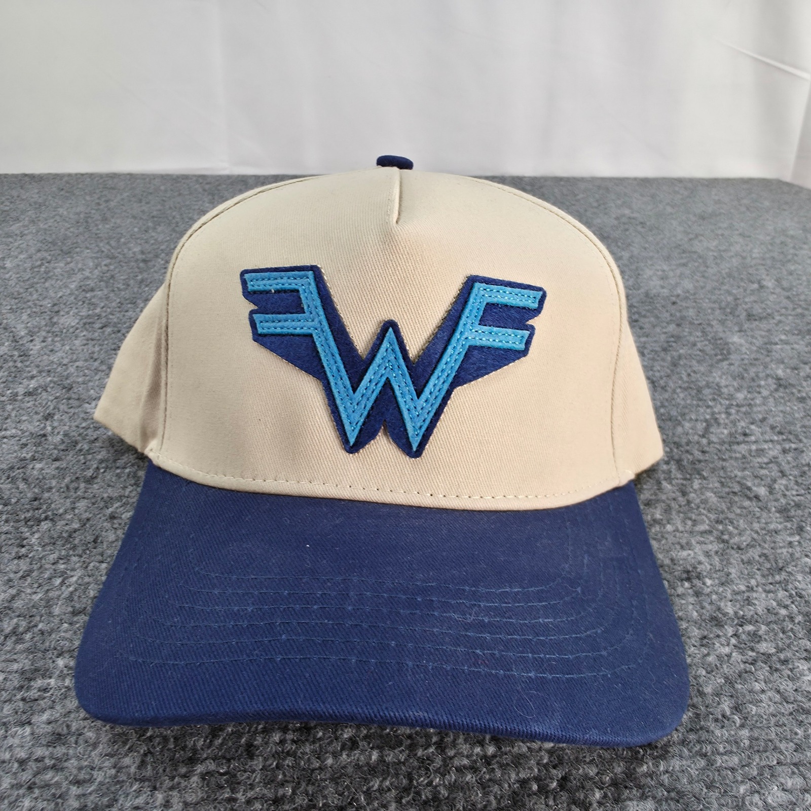 Weezer Baseball Cap Tan Blue Logo Snapback Tour Hat Blue Album 30th Anniversary